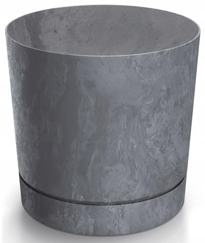 B2C Plant Pots Indoor Outdoor Plastic Marble Concrete Flowerpot Small Medium Large Tubo 5 Colours (35 cm, Concrete)