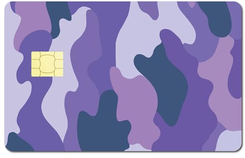 CREATCABIN 4 Stück Camouflage Lila Kartenhüllen-Aufkleber Debit-Kreditkartenhüllen,Blumen Abdecken,Personalisierende Bankkarten Schützend,Abnehmbare,Wasserfest,Keine Blasen,Für Bankkarten 186x137mm