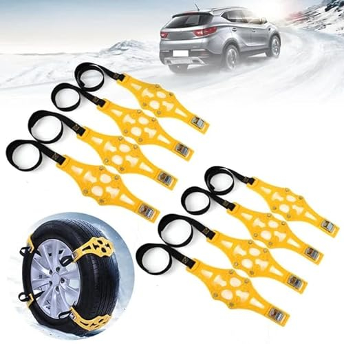 8 Stück Auto Schneeketten,für Jeep Cherokee Commander Compass Grand-Cherokee,Verstellbare Universal,für Reifenbreite 165-275mm,Yellow
