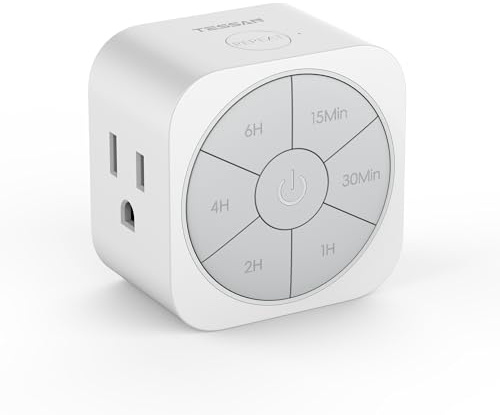 1 Pack Timer Outlet Indoor, Countdown Timers for Electrical Outlets Up to 6H for Lights, Iron, Fan, Electric Bike, Auto Shut Off Switch for Home Kitchen Bedroom, 1875W