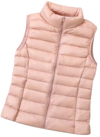 Doudoune Legere sans Manches Femme Gilet Duvet sans Manche Femme Veste Doudoune Légère Fine sans Manche Femme Gilet Matelassé sans Manches Femme Blouson Rembourré Manteau sans Manche Femme Rose S