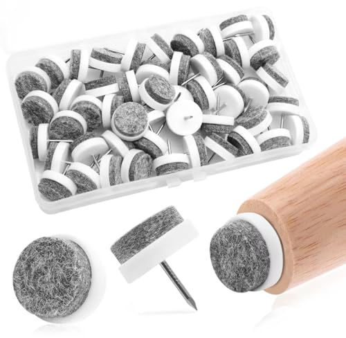 50PCS runde Hochleistungs-Nagel-auf-Filzunterlage für Möbel Stuhl Tischbein Füße Bodenschoner gleiten glatt, Durchmesser 22mm
