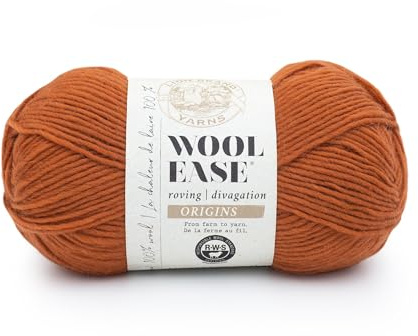 Lion Brand Yarn Wool-Ease Roving Origins, 100% Wool Yarn for Knitting and Crochet, Pumpkin Spice, 1 Pack