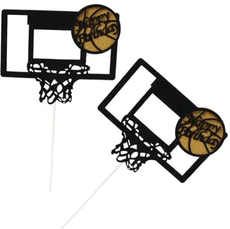 SAFIGLE 6pcs Basketball Cake Topper Set Paper Insert Card for Birthday Baby Shower Graduation Wedding and Party Decor