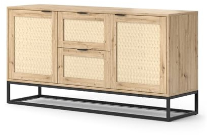 Vicco Kommode Natal, Braun, 40 x 72.5 cm | mit 2 Türen und 2 Schubladen, geeignet als Ablagefläche für Wohnzimmerzubehör