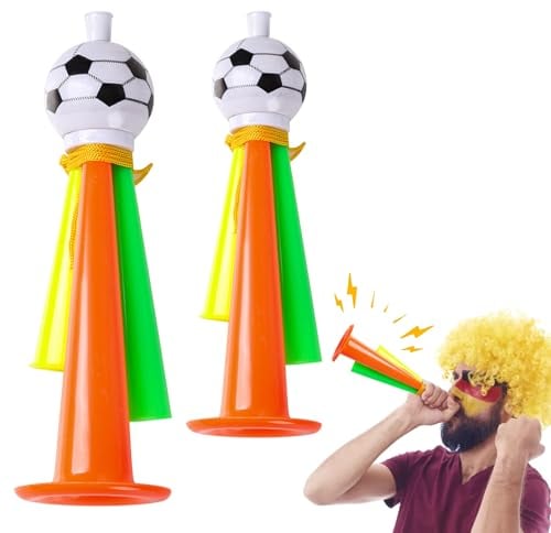 Bncxdc Vuvuzela Fußball-Horn, 4pcs Kunststoff-Lufthorn Handheld, 2 große/2 kleine Jubel Krachmacher Fußball-Trompete, für Kinder Erwachsene Stadion Fußball-Fans Theme Party World Cup, zufällige Farbe