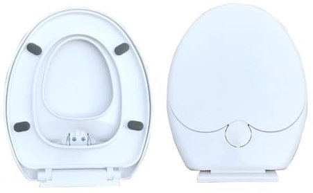 Familien-Toilettensitz mit Absenkautomatik, integrierter Kindersitz, Töpfchentraining, 2-in-1-Toilettensitz mit einfacher Befestigung oben, ovaler V-/D-förmiger Toilettendeckel (weiß, O-förmig)