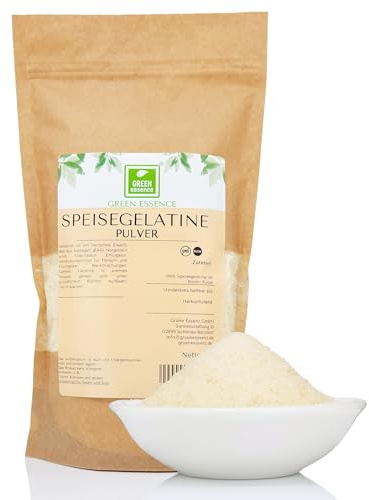 Speisegelatine 1kg Aspikpulver 180 Blom Schweinegelatine von Green Essence | Aspik, Zum Andicken von Gelees, Desserts und Fleischgelees, Erstklassige Qualität der Lebensmittel, Schwein Gelatine Pulver