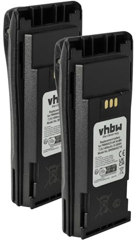 vhbw 2x batteria compatibile con Motorola DP1400, GP3188, EP450, CP380, CP360 radio (1400mAh, 7,2V, NiMH) + clip