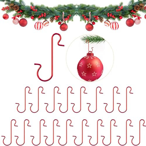SALGIA 100 Stück Weihnachtsbaumschmuck Schnellaufhänger, Christbaumkugeln Aufhänger, Weihnachtsbaumschmuck Haken, für Weihnachtskugeln, Weihnachtsdekorationen（Rot）