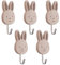 MOROBOR Wooden Animal Wall Hooks, 5pcs Rabbit Shape Hooks for Bedroom Kitchen Nursery Kids Room