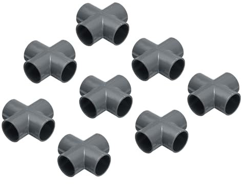 sourcing map PVC Conduit Coupler Elbow Pipe Fittings 40mm 4-Way Connectors for Hose Electrical Conduit Gray Pack of 8