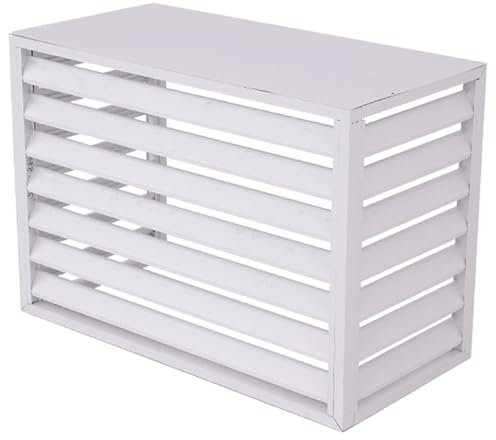 Mini-Split-Klimaanlagenabdeckung For Außengeräte, Klimaanlagenabdeckung, 0,8 Mm Dickes Blech, 45°-Lamellen-Design, Regendicht Und Belüftet, Kann For Staubschutz, Dekoration Verwendet Werden(White,43.3