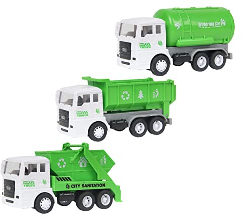 Vaguelly Lot de 3 Poubelles à pour Garçon et Filles Jouets Éducatifs en Plastique Véhicules d'Ingénierie Jeu en Extérieur de Nettoyage