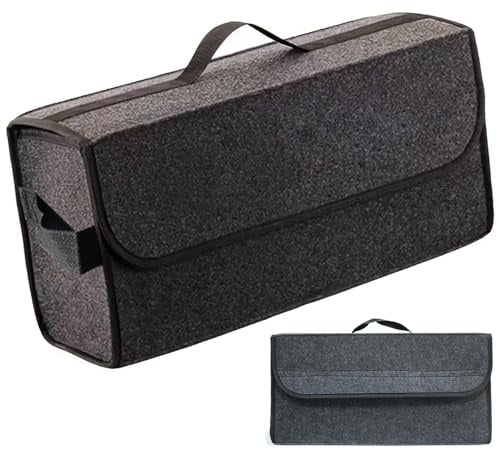Cveenk Auto Kofferraum Organizer 50x17x24 cm, Rutschfest Auto Organizer Toolbag Aufbewahrungsbox Kofferraumtasche Autotasche aus Filz für Geländewagen, LKW, Wohnmobil