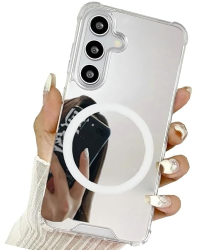 Miagon Spiegel Magnetisch Hülle für Samsung Galaxy A55 5G,Schutzhülle [Kompatibel mit MagSafe] Backcover Überzug Plating Mirror Effect Make Up Handytasche Kabellosem Laden Etui Bumper