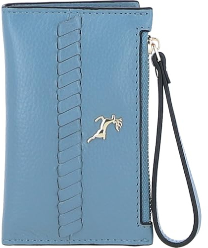 Ashwood Elegant Ladies’ Small Leather Purse – Genuine Leather RFID Wallet, Compact Design with Card Slots, Photo ID Window, Zip Pocket – Stylish Everyday Purse with Gold Hardware: 32056 (Denim)