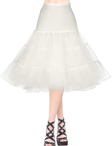 AYBUY 50s Women Retro Petticoat Underskirt,Vintage A-line Underskirt Classic Elastic Rockabilly Tutu Skirt for Ladies Half Slip Dress-up Parties Dancing, Halloween Party, Dancing