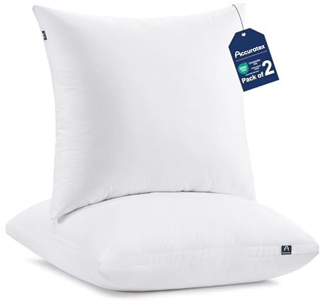 ACCURATEX Almohadas 40x40cm Juego de 2, Espuma Viscoelástica Triturada Ajustable, Relleno Alternativo al Plumón, Funda de Algodón Extraíble - Soporte Firme para Dormir de Lado y Espalda