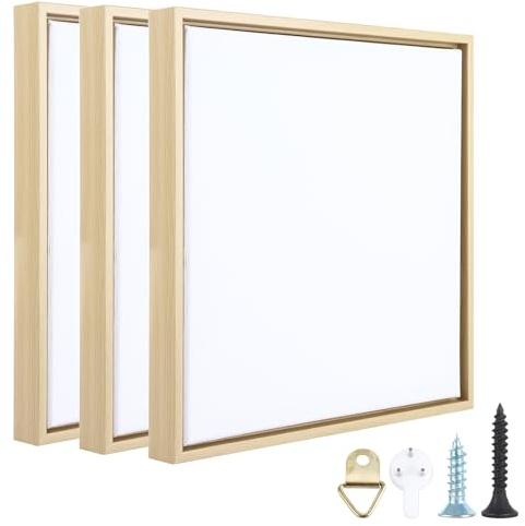 LDHHYH 3 Pack 30x30 cm Canvas Fame with Stretched Canvases, Deep Edge Frames for Canvas Painting, Square Canvases Frames for Acrylic and Oil Painting, Wall Mounting Hardware Included