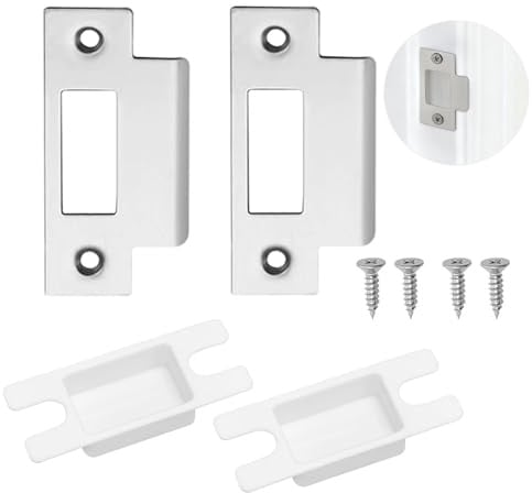 Tharvolex Stainless Steel Door Strike Plate, 2 PCS Tubular Latch Replacement, 70mm x 40.3mm, Durable Latch Plate for Door Frame