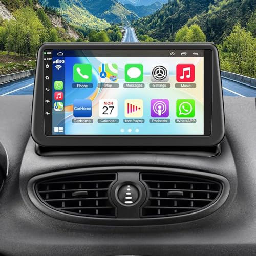 PLKEQS Autoradio da 4 64GB per R-enault Clio 2005-2012 con Carplay e Android Auto, Stereo Clio Android 15 da 9 Pollici con Bluetooth 5.2, WiFi, GPS, SWC, EQ, FM, Telecamera e Microfono,K4 PRO Plus