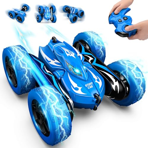 HappyGoLucky Voiture Telecommandé Enfant, 360° Rotation Voiture Télécommandée Monster Truck, 2.4Ghz 4WD Voiture Rc Car Jouet Cadeau Enfant Garcon 3-9 Ans Jeux Exterieur Cadeau Anniversaire