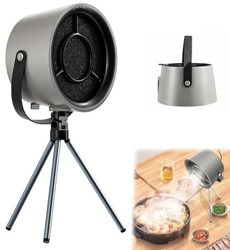 Mobile Dunstabzugshaube ohne Installation Tragbare Mini Abzugshaube mit 3-stufig leise abnehmbarem Stativ & Aufhängeseil Dunstabzug Mobil für Wohnung RV Camping Outdoor BBQ Raclette Korean