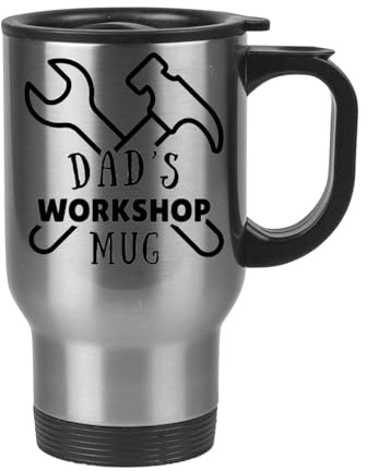 Forever Personal Designs Dad's Workshop Mug Silver 14oz Travel Mug