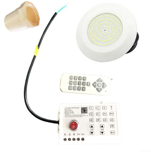 MeevrgR RGB-LED-Pool-Licht, 12 W, Gleichstrom, 12 V, IP68, wasserdicht, Unterwasserlampe für Spa, Badewanne, Massagewanne, Schwimmteich, mit Fernbedienung (mit Controller)