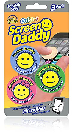 Scrub Daddy, Screen Daddy - Multi-color, Multi-use Microfiber Cleaning Pads for Electronic Screens With Convenient Storage, Scratch Free, Streak Free, Reusable and Washable, 3ct