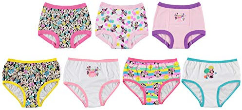 Disney Girls' Minnie Mouse Potty Stickers & Tracking Chart in Sizes 18m, 2t, 3t, 4t Underwear, 7-Pack Starter Kit (3 Training Pants+4 Briefs), 3 Years (Pack of 7)