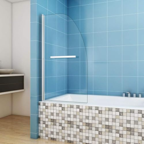 JDONG Duschwand für Badewanne Faltwand 80 x 140 cm Echt Glas 6 mm | Duschabtrennung Aufsatz Duschwand Klarglas