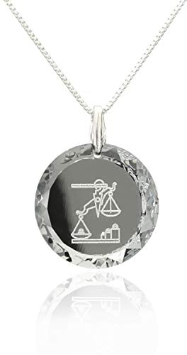 Damen Halskette 925 Silber Sternzeichen Tierkreiszeichen Waage hergestellt mit Swarovski®Kristall Farbe Crystal Silber