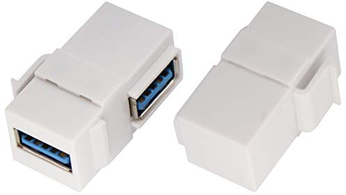 AAOTOKK 90 Gradi USB Keystone Accoppiatore,Angolo Retto USB 3.0 A Keystone Jack Inserire Femmina a Femmina Accoppiatore Adattatore per Piastra a Parete Pannello di Uscita (Bianco/2 Pezzi)