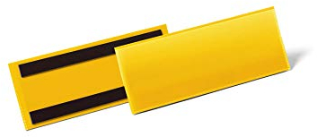 Durable Magnetische Etikettentasche, für Etiketten 1/2 A5 quer (210 x 74 mm), Packung à 50 Stück, Gelb, 175704
