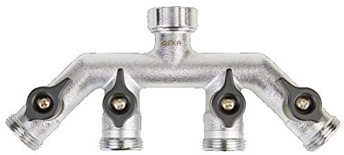 GEKA® Plus Vierwegeventil Außengewinde 4 x 3/4 Zoll & Muttern-Gewinde 3/4 Zoll