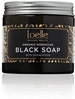 Loelle - 100% Organische marokkanische schwarze Seife - Hergestellt aus natürlichen Inhaltsstoffen - Schwarzer Hamam Body Scrub - Peeling Duschgel (200g)