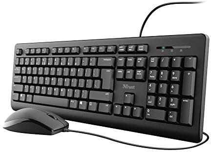Trust Primo Teclado USB QWERTY Inglés de EE. UU. Negro Primo, Estándar, USB, Interruptor de Membrana, QWERTY, Negro, Ratón Incluido