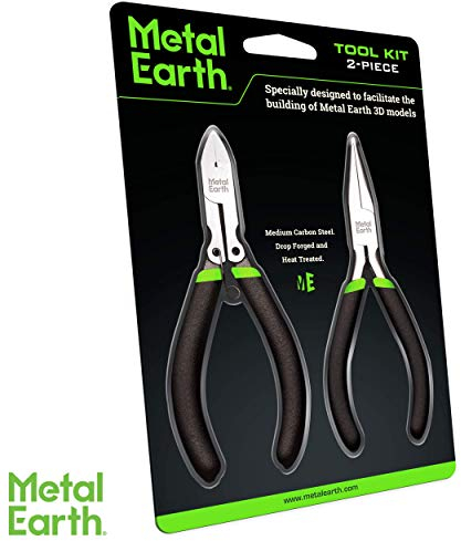 Fascinations MMT002 Metal Earth Metallbausätze -Tool Kit Zangen-Set, (2-teilig), je 1 Seitenschneider, Nadelzange, präzises Arbeiten, erleichtert Zusammenbau von Metal Earth Modellen