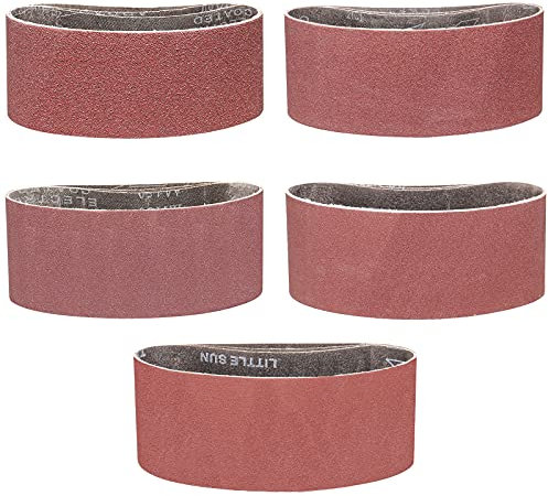 POTUINOM Sanding Belts 3X18 Inches(75X457mm)- 3 Each of 80/120/150/240/400 Grits Aluminum Oxide Sanding Belt, Best Suitable for Wood Sanding and Levelling- 15 Pack
