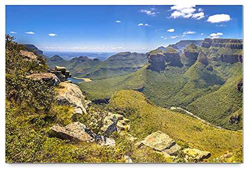Schönes Acrylglasverbund-Bild 90x60cm Südafrika. EIN Elegantes, modernes 8mm Acrylbild Blyde River für Wohnzimmer, Schlafzimmer, Flur, Küche. Mit Befestigung für schwebende Optik
