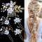 5 Stück Haarschmuck Hochzeit,Blume Braut Haarschmuck,Kommunion Mädchen Hochzeit Perle Blume Diadem Brautschmuck Haarkamm Haarspange Kopfschmuck Haarschmuck Für Bräute und Brautjungfern (Blau)