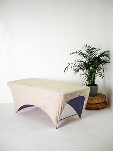 Bezug für Kosmetikliege Plush (Velours), für Wimpern Bett, Liegenbezug für Massageliege, 190 x 70 cm, Spannbetttuch für alle gängigen, Massageliegen, Couches - Beige