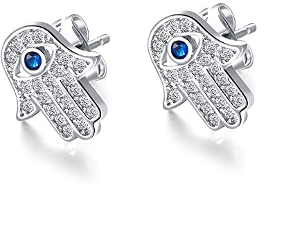 Boucles d'oreilles à tige en forme de main de Fatma pour femmes et filles - En acier inoxydable 18 carats - Hypoallergénique - Pour meilleure amie