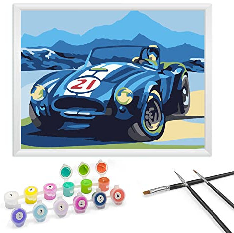Zimrobin Peinture au Numéro pour Enfants 5-7 Ans - Kit d'Art Comprenant Peintures Acryliques, Cadre Photo et 3 Pinceaux (Auto)