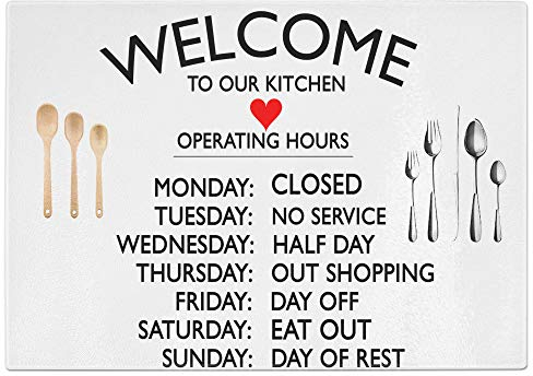 Welcome to Our Kitchen Funny Glass Chopping Board (Large)