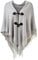 Ferand Damen Poncho Locker sitzender Cape Schal mit offener Vorderseite für Herbst und Winter - One Size - Grau