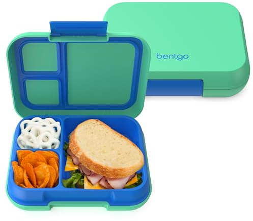 Bentgo Pop - Leak-Proof Lunch Box & Removable Divider for Ages 8+ & Teens - Lunch Container Holds 5 Cups of Food; 3-4 Compartments; Microwave/Dishwasher Safe; 2 Year Warranty (Spring Green/Blue)
