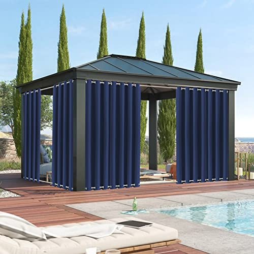 XUIAQZW Outdoor Vorhang Wetterfest mit Ösen Oben und Unten 90x110(BxH) cm Terrasse Vorhänge Outdoor Gardinen Wasserdicht Sonnenschutz & Windschutz Balkon Vorhang Blickdicht Ösenschal